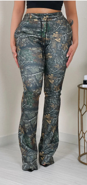 PRINT FLEECE STACKED PANTS