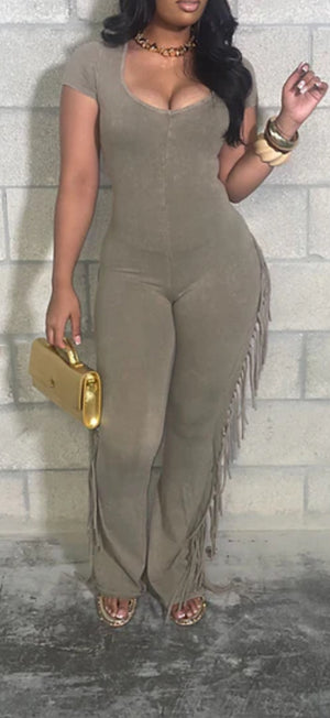 MINERAL WASH FRINGE JUMPSUIT