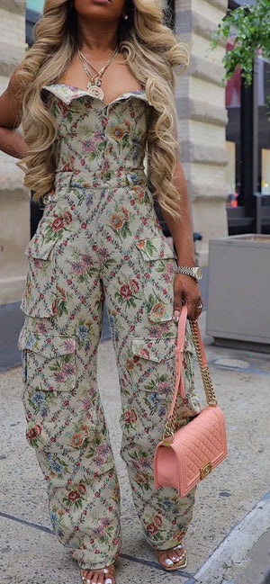 TAPESTRY FLORAL PRINT JUMPSUIT