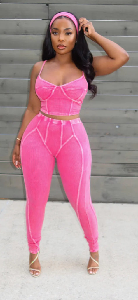 WASHED BRALETTE & LEGGINGS SET WITH HEADBAND