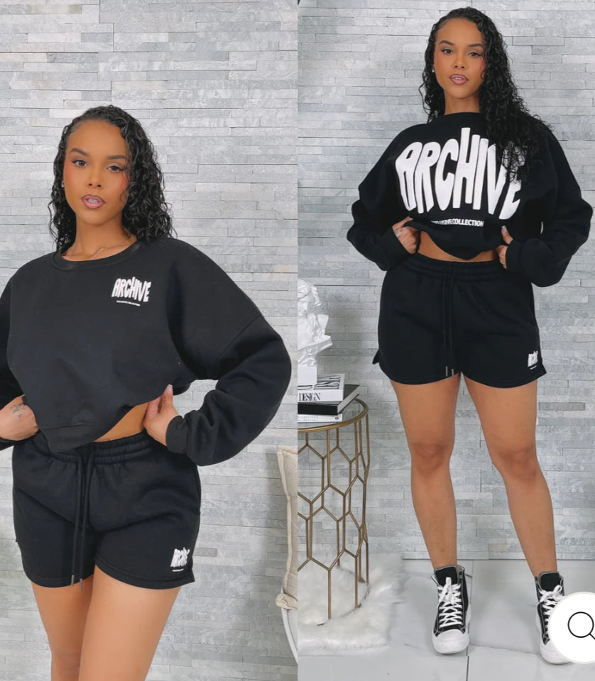 “Archive” Fleece LS Top & Shorts Set