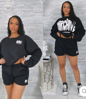 “Archive” Fleece LS Top & Shorts Set