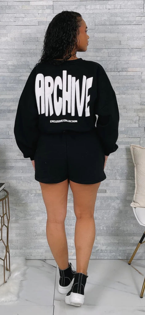 “Archive” Fleece LS Top & Shorts Set