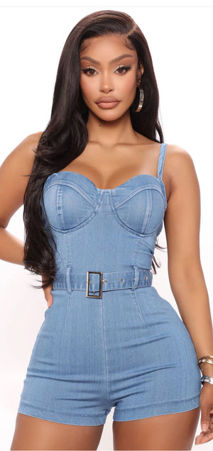 THIN STRAP BRA BELTED ROMPER