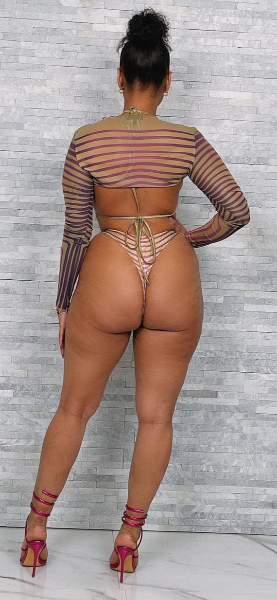 F.A.S.T Boutique BIKINI & LS CROP TOP 3PC SET