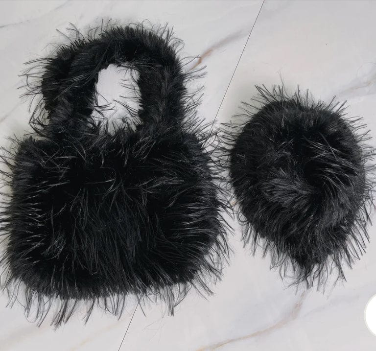 F.A.S.T Boutique Black/Small FURRY BUCKET HAT & BAG SETS