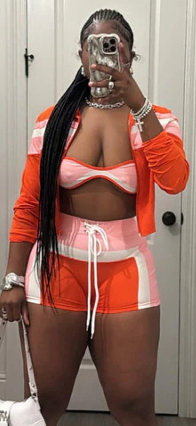 F.A.S.T Boutique COLOR CONTRAST LS TOP, SHORTS & BRA 3 PC SET(Pre-Order)