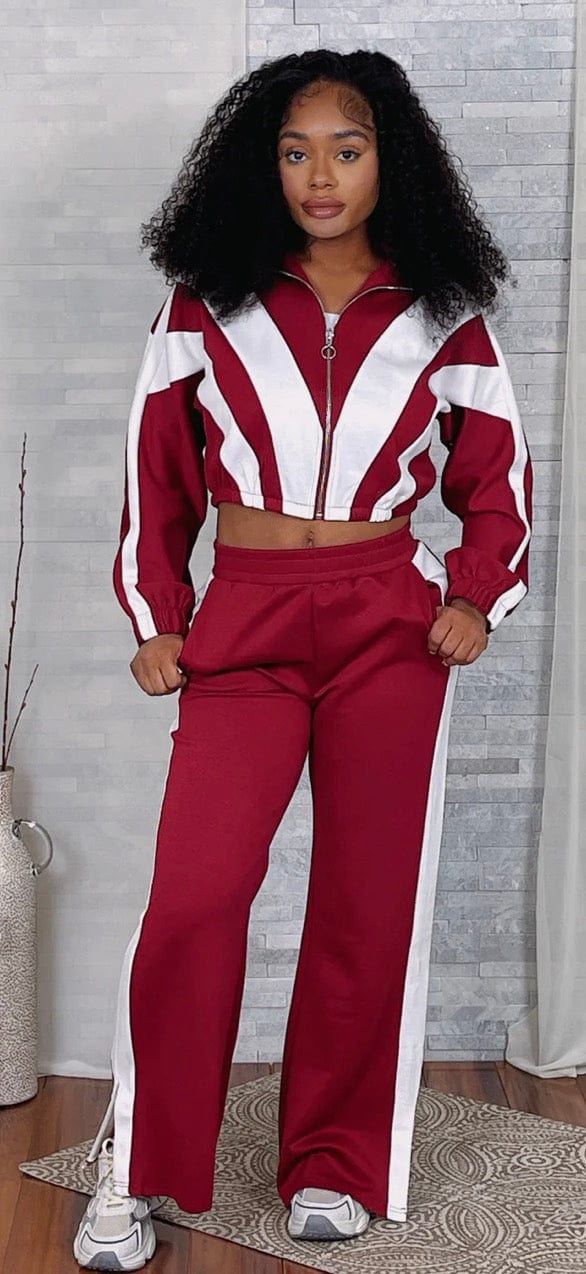 F.A.S.T Boutique COLORBLOCK JACKET & STRIPE PANTS SET(Pre-Order)