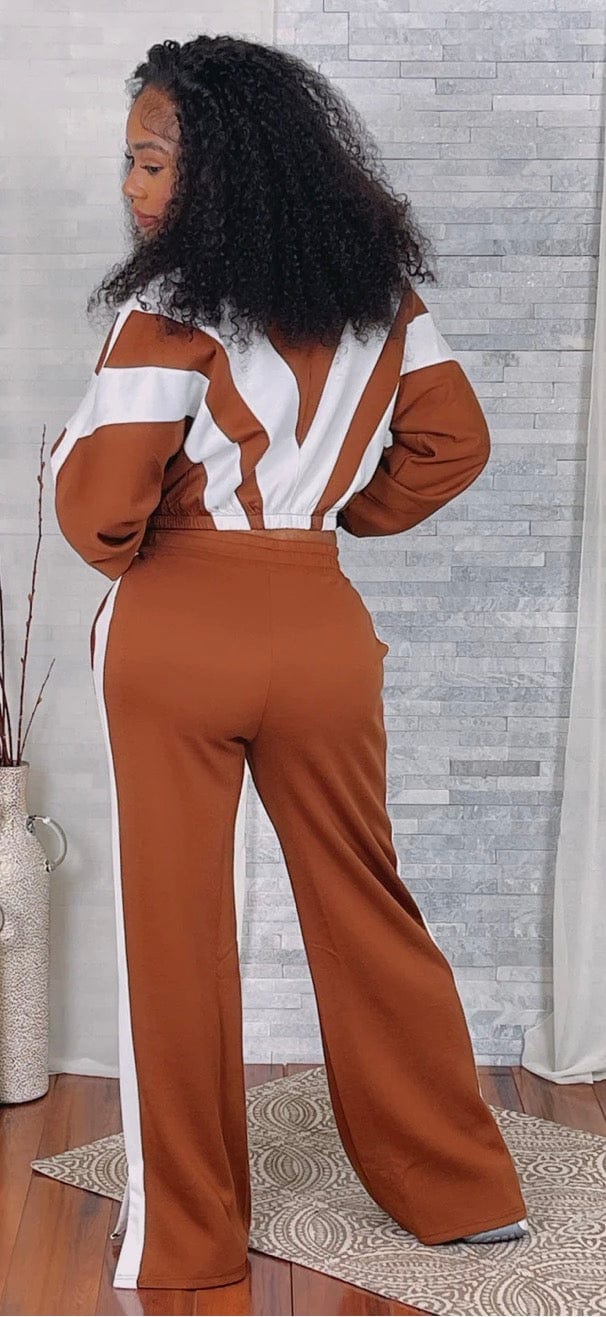 F.A.S.T Boutique COLORBLOCK JACKET & STRIPE PANTS SET(Pre-Order)