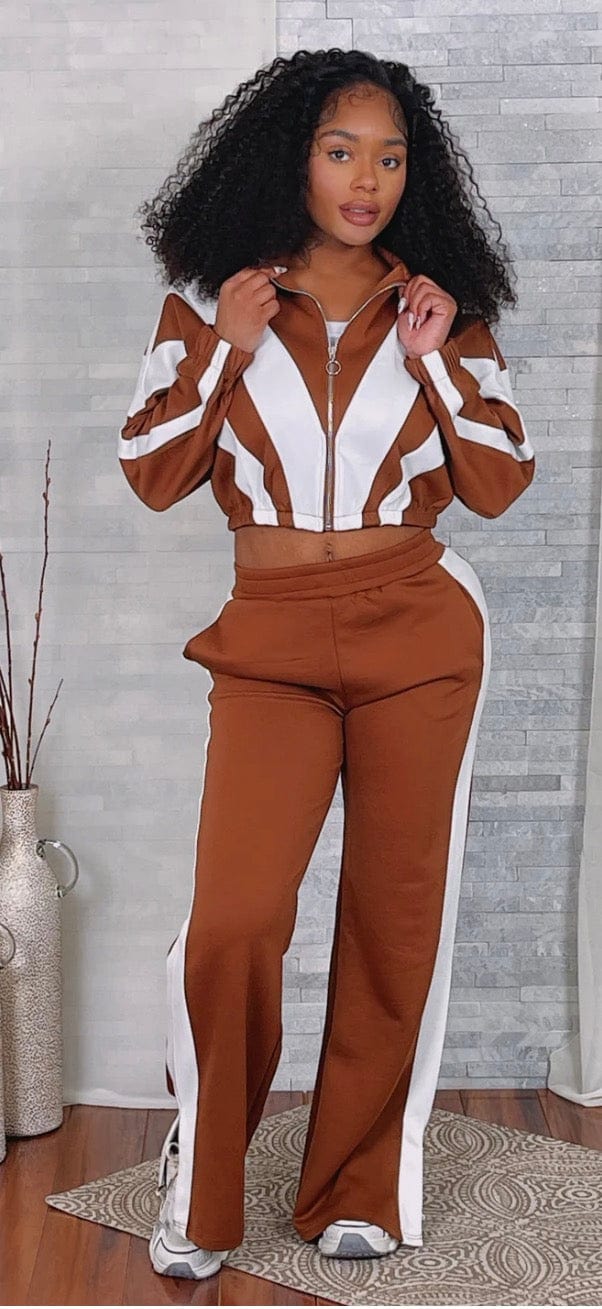 F.A.S.T Boutique COLORBLOCK JACKET & STRIPE PANTS SET(Pre-Order)