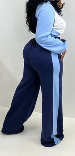 F.A.S.T Boutique COLORBLOCK WAISTED ZIP TOP & PANTS SET(Pre-Order)