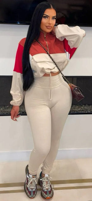 F.A.S.T Boutique COLORBLOCK ZIP TOP & LEGGINGS SET