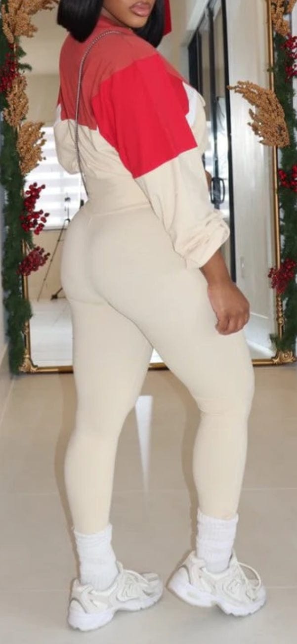 F.A.S.T Boutique COLORBLOCK ZIP TOP & LEGGINGS SET