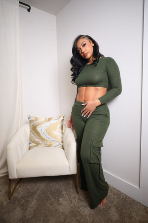F.A.S.T Boutique CROP TOP & CARGO PANTS SET