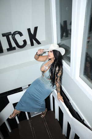 F.A.S.T Boutique DENIM HALTER O-RING DRESS