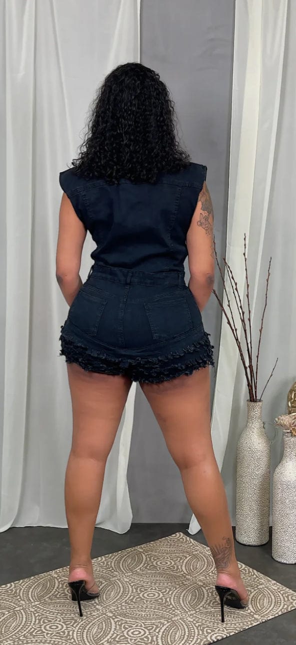 F.A.S.T Boutique DENIM RUFFLE BUTTON ROMPER (Pre-Order)