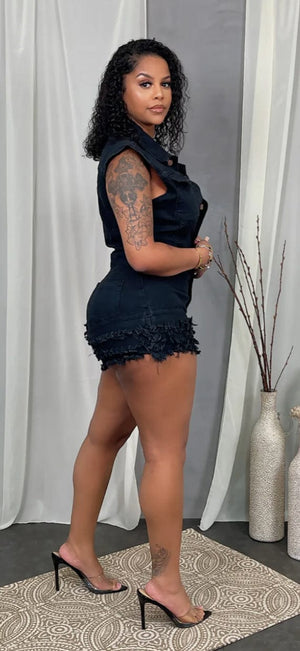 F.A.S.T Boutique DENIM RUFFLE BUTTON ROMPER (Pre-Order)