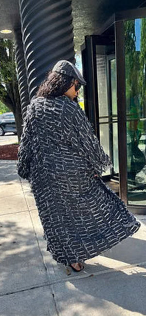F.A.S.T Boutique DISTRESSED LONG DENIM CARDIGAN