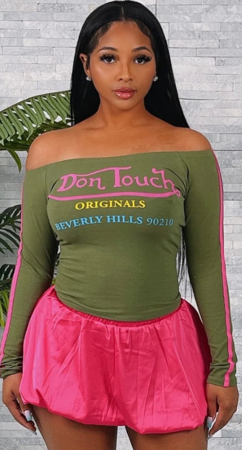 F.A.S.T Boutique DON'T TOUCH LS OFF SHOULDER TOP(Pre-Order)