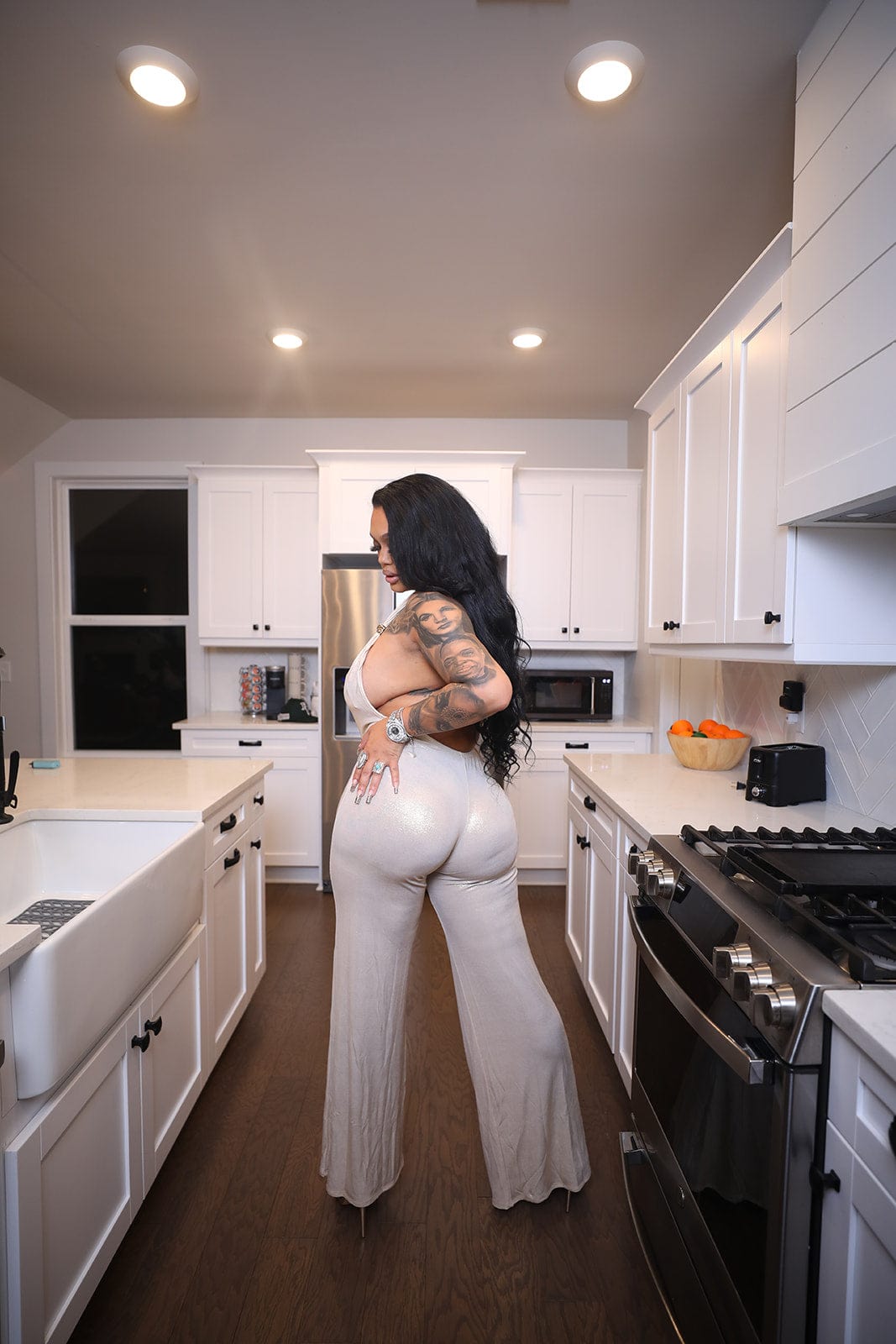 F.A.S.T Boutique FOILED PLUNGING NECKLINE JUMPSUIT