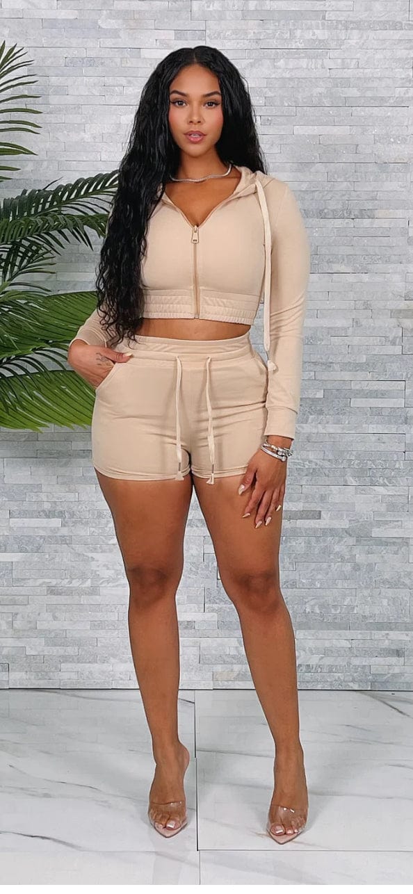 F.A.S.T Boutique FRENCH TERRY HOODIE JACKET & SHORTS SET