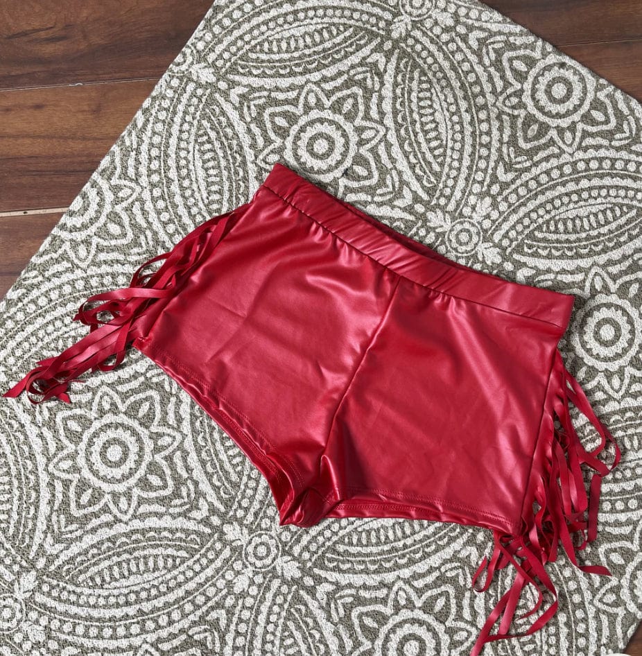 F.A.S.T Boutique FRINGE SIDE PU SHORTS(Pre-Order)