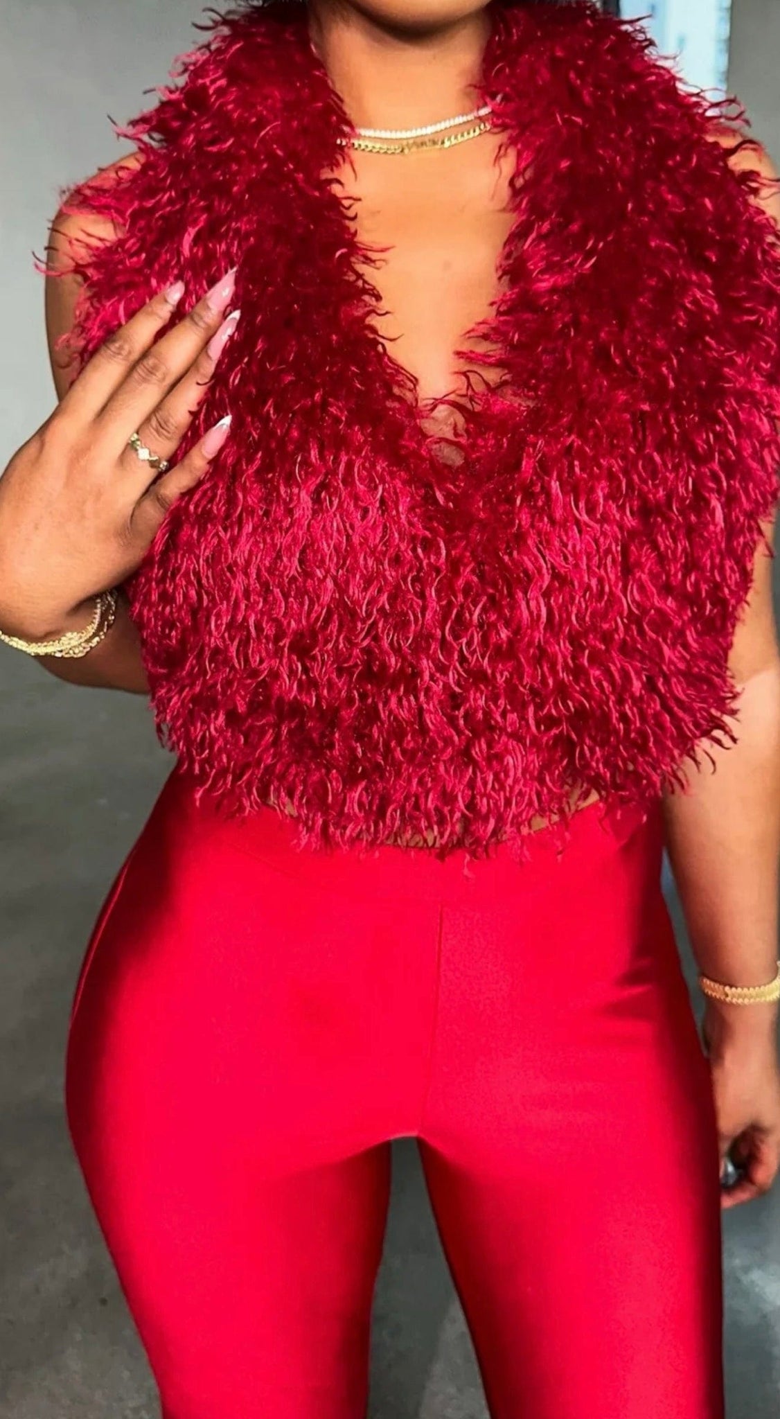 F.A.S.T Boutique FUR OPEN BACK TOP & LEGGINGS SET(Pre-Order)