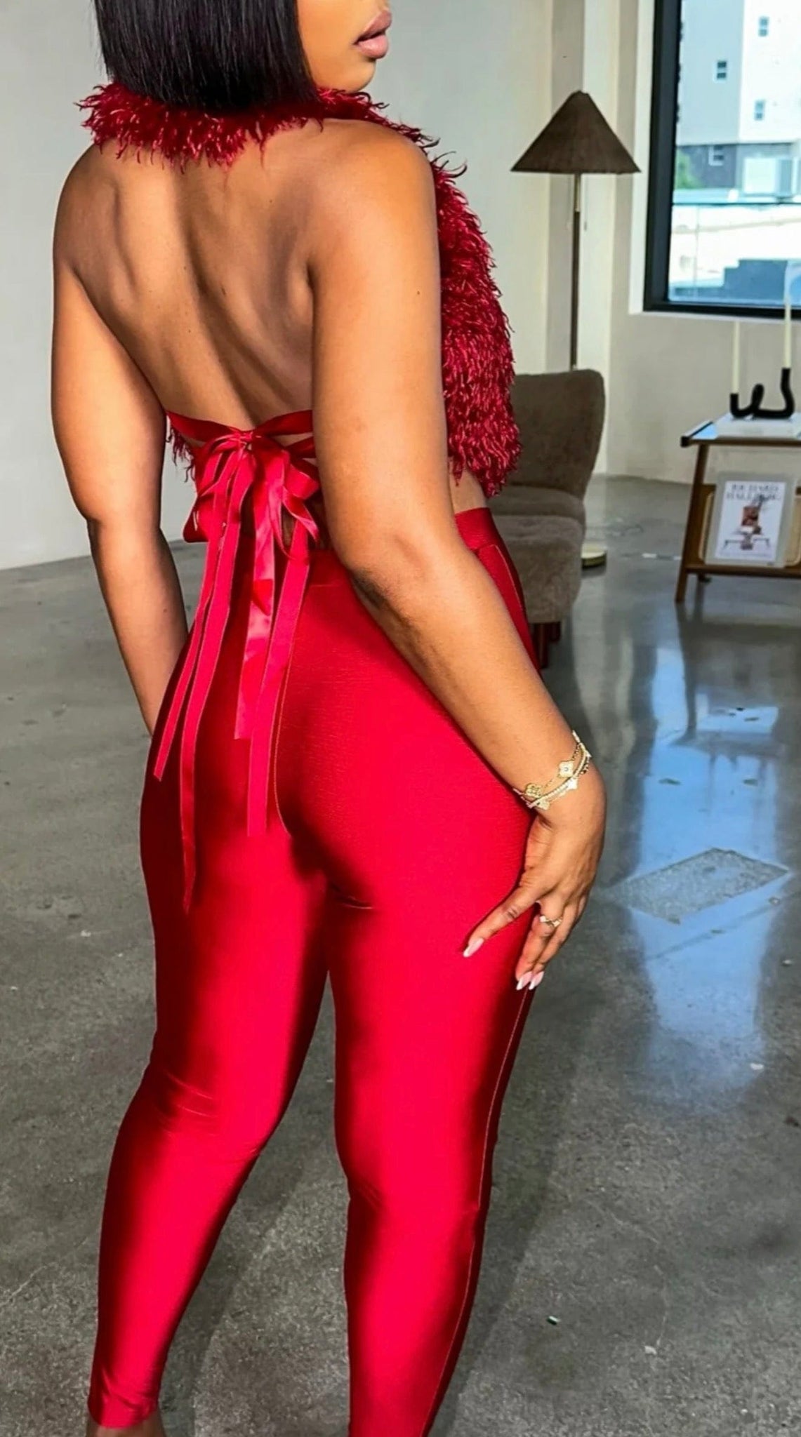 F.A.S.T Boutique FUR OPEN BACK TOP & LEGGINGS SET(Pre-Order)