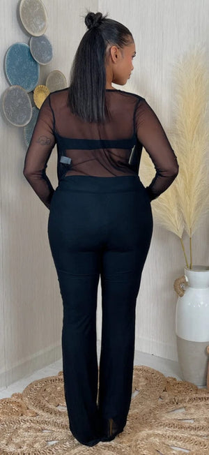 F.A.S.T Boutique GOLD DETAIL MESH TUBE TOP & JUMPSUIT SET(Pre-Order)