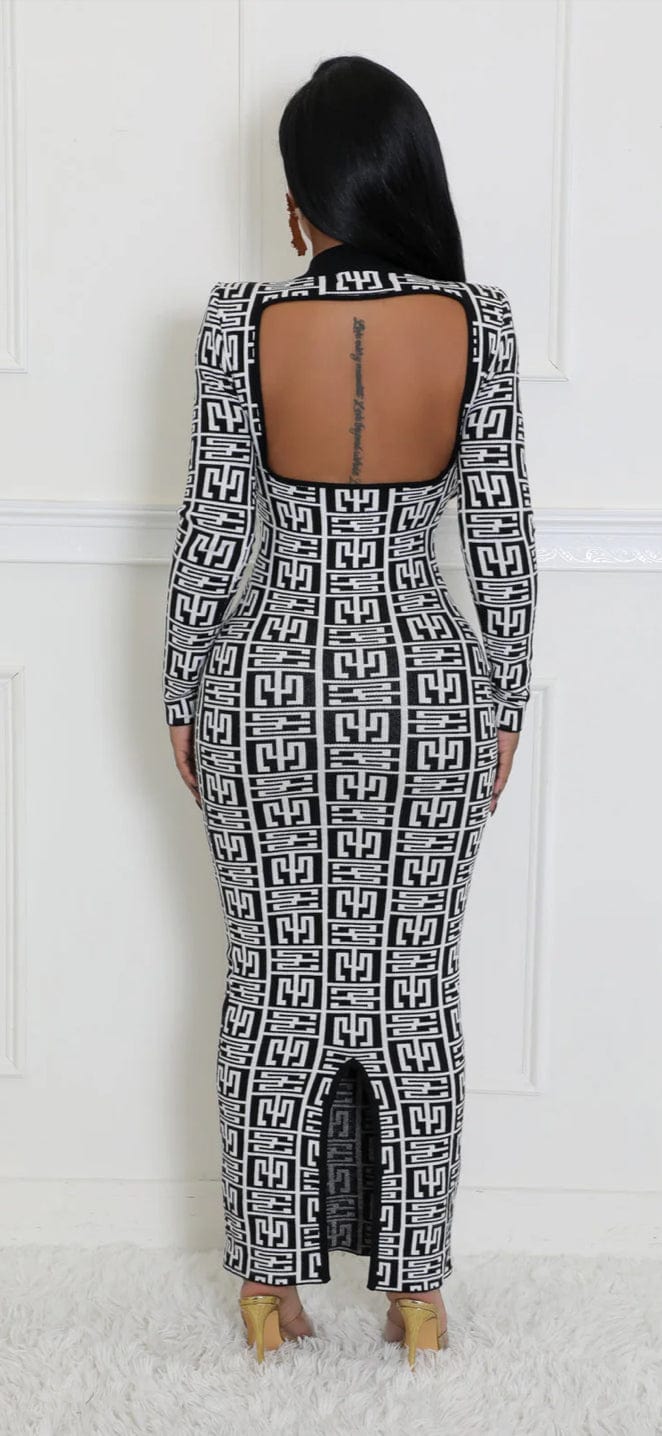 F.A.S.T Boutique GRAPHIC PRINT KNIT LS DRESS
