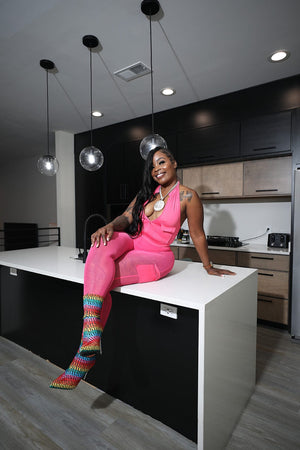 F.A.S.T Boutique HALTER BODYSUIT & MESH PANTS SET