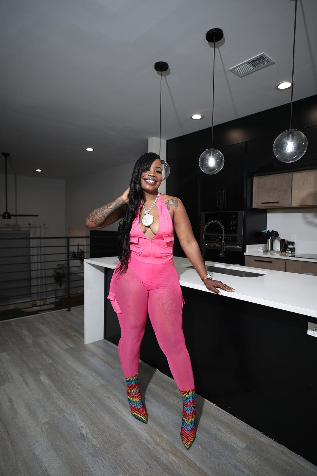 F.A.S.T Boutique HALTER BODYSUIT & MESH PANTS SET