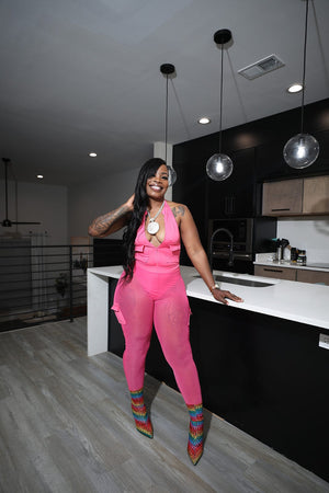 F.A.S.T Boutique HALTER BODYSUIT & MESH PANTS SET