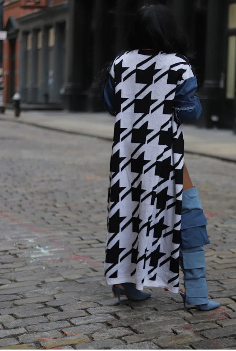 F.A.S.T Boutique KNIT DENIM SLEEVE CARDIGAN