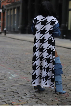 F.A.S.T Boutique KNIT DENIM SLEEVE CARDIGAN