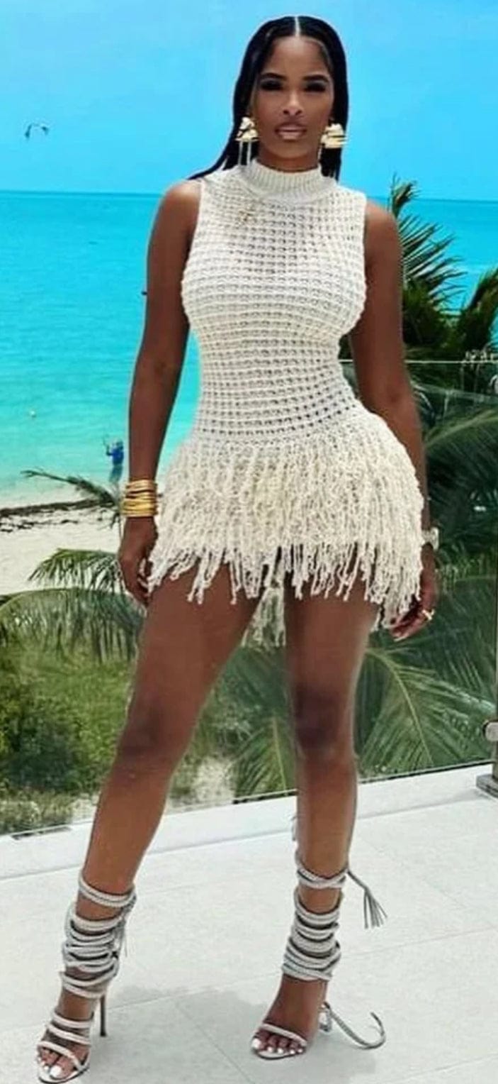 F.A.S.T Boutique KNIT TASSEL SKIRT DETAIL TANK DRESS(Pre-Order)