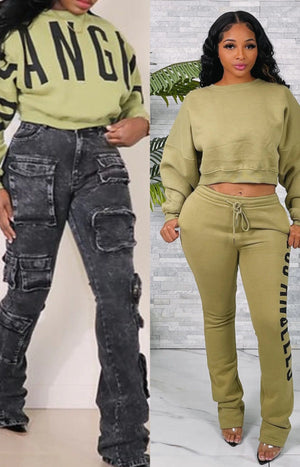 F.A.S.T Boutique LA SWEATSHIRT&STACK PANTS SET