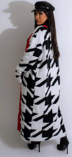 F.A.S.T Boutique LARGE PATTERN KNIT LONG CARDIGAN