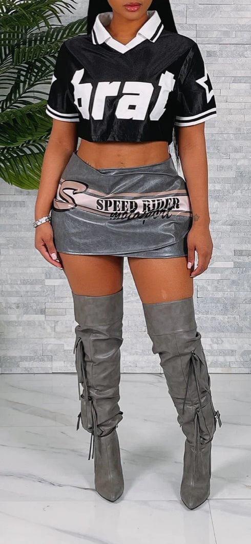 F.A.S.T Boutique LEATHER VELCRO MINI SKIRT