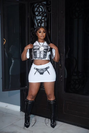 F.A.S.T Boutique LINGERIE GRAPHIC TOP & SKIRT SET