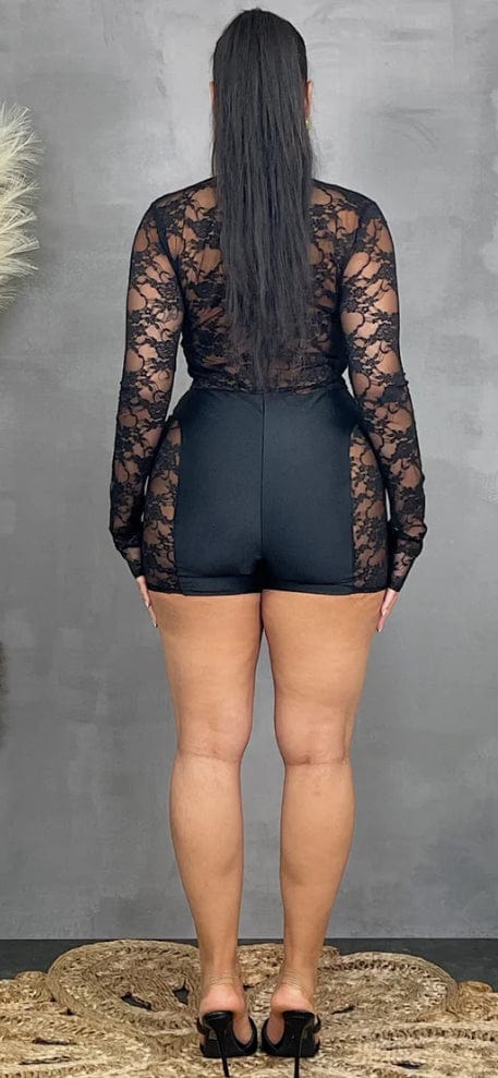 F.A.S.T Boutique LS LACE SCUBA CONTRAST ROMPER