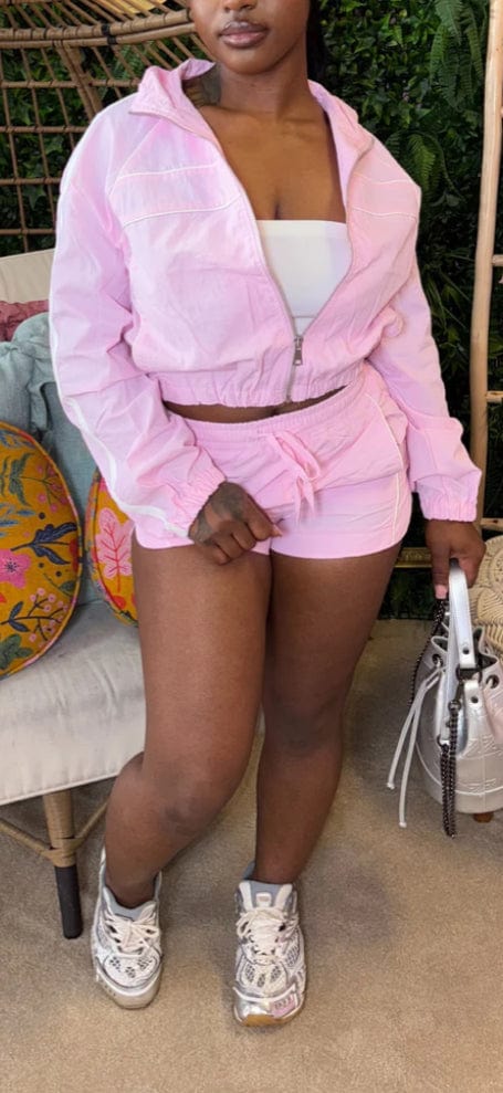 F.A.S.T Boutique LS TRACK ELASTIC WAIST JACKET & SHORTS SET