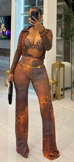 F.A.S.T Boutique MESH PRINT LS TOP & PANTS SET(Pre-Order)