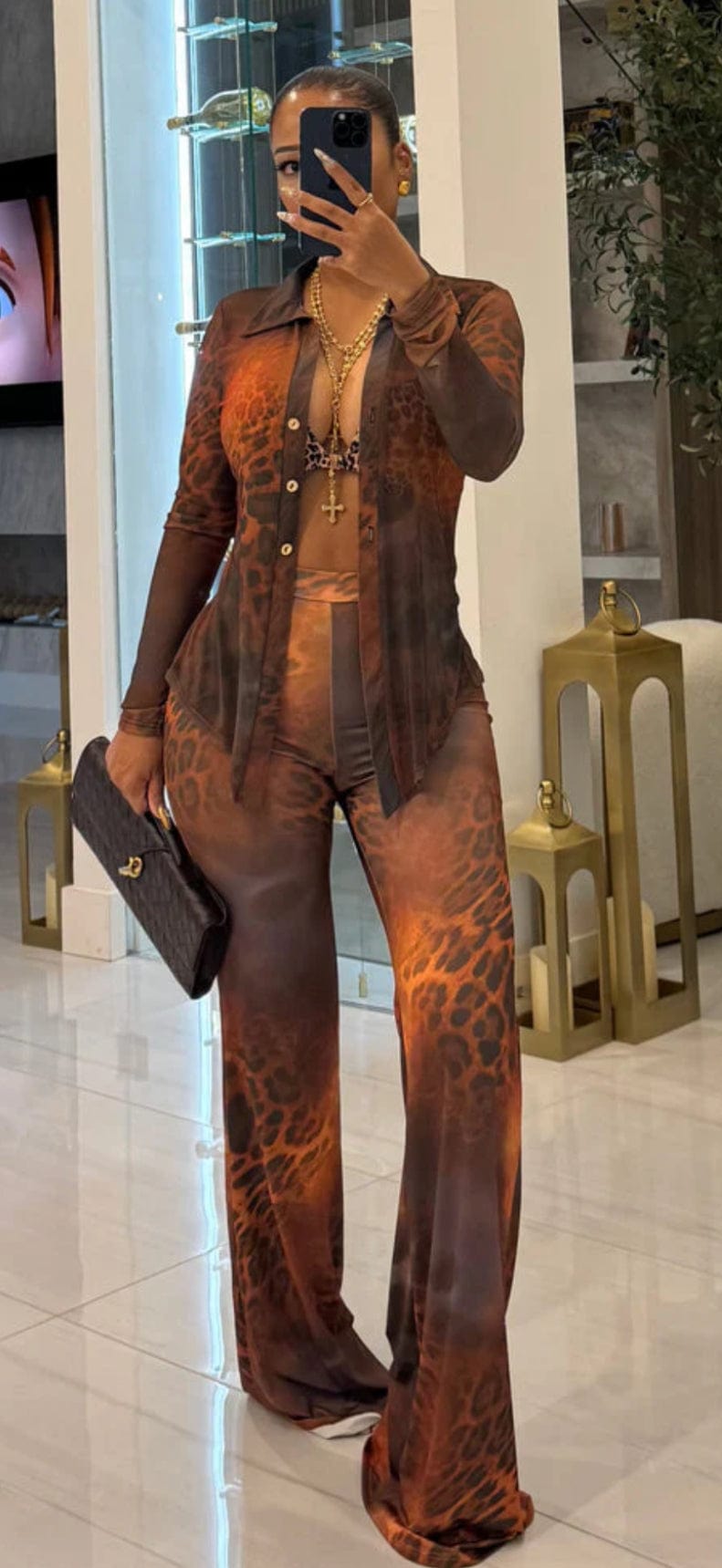 F.A.S.T Boutique MESH PRINT LS TOP & PANTS SET(Pre-Order)