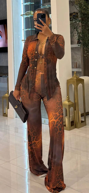 F.A.S.T Boutique MESH PRINT LS TOP & PANTS SET(Pre-Order)