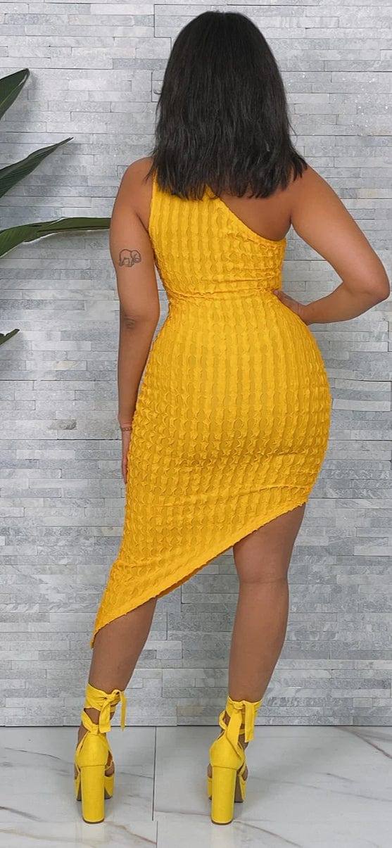 F.A.S.T Boutique MESH TEXTURED ONE SHOULDER DRESS