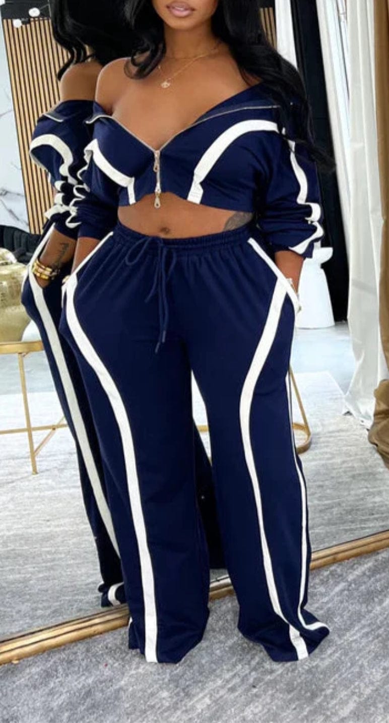 F.A.S.T Boutique PIPING DETAIL ZIP UP HOODIE & PANTS SET(Pre-Order)