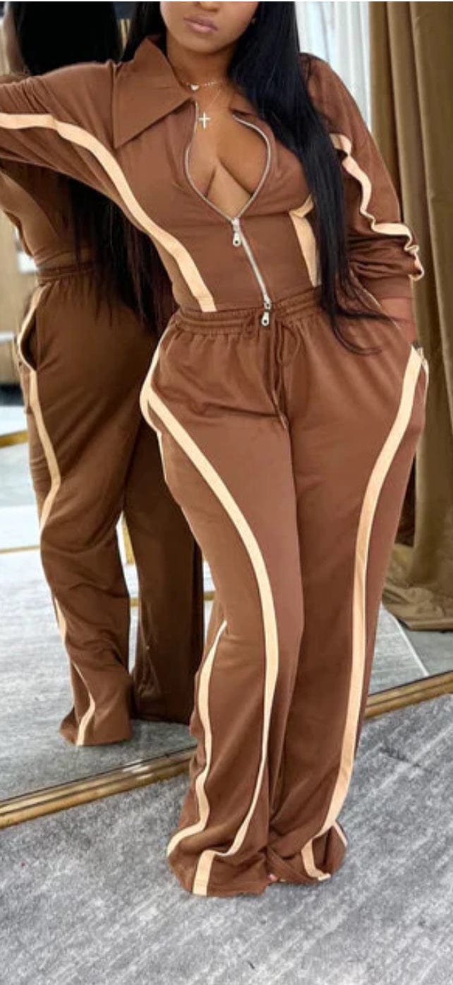 F.A.S.T Boutique PIPING DETAIL ZIP UP HOODIE & PANTS SET(Pre-Order)