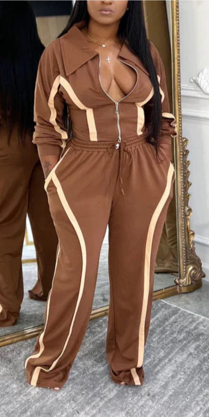 F.A.S.T Boutique PIPING DETAIL ZIP UP HOODIE & PANTS SET(Pre-Order)