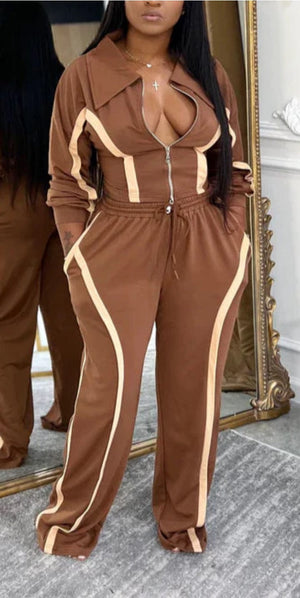 F.A.S.T Boutique PIPING DETAIL ZIP UP HOODIE & PANTS SET(Pre-Order)